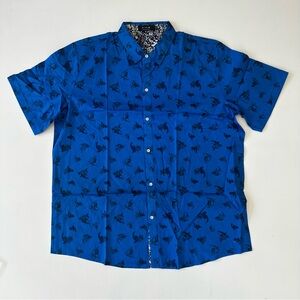 Mens SSLR Royal Blue SHARK Button Up Short Sleeve Hawaiian Shirt NWT Size XL NEW